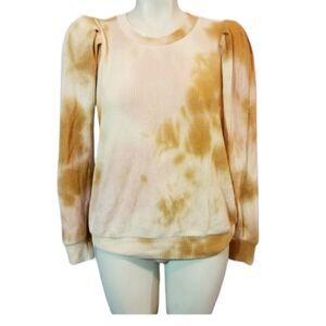 Status Pink &‎ Tan Puff Sleave Pullover Size Small